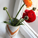 Tin Can Vase with Linen Napkin